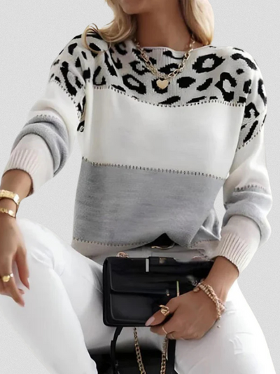 EMMA LEOPARD ACCENT SWEATER