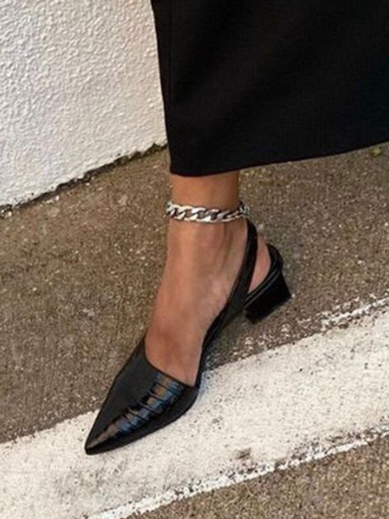 MAE CROC-EFFECT SLINGBACK HEELS